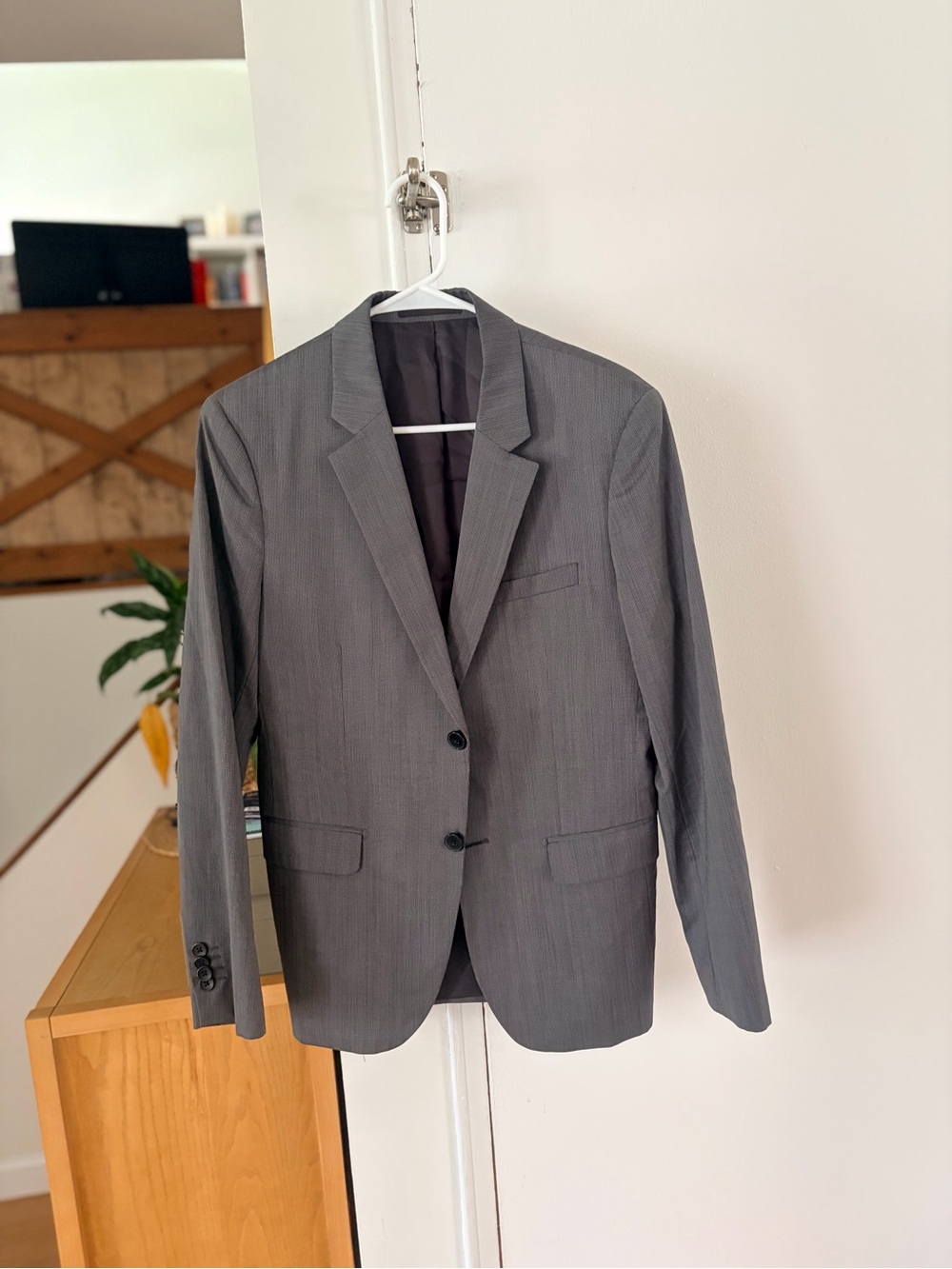 Theory Gray Pinstripe Two-Button Blazer